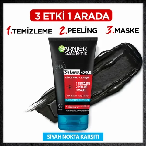 Garnier Pure and Clean Anti-Blackhead Charcoal 3 in 1 150 ml