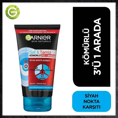 Garnier Pure and Clean Anti-Blackhead Charcoal 3 in 1 150 ml