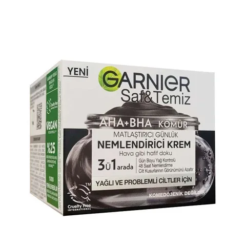 Garnier Pure and Clean AHA BHA Charcoal Moisturizing Cream 50 ml