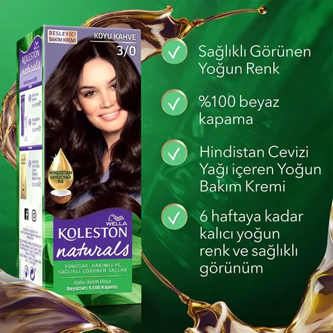 Краска для волос Wella Koleston Naturals 3/0 темный коричневый