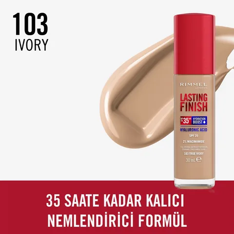 Rimmel London Lasting Finish Foundation - True Ivory, 35 Std. Haltbarkeit
