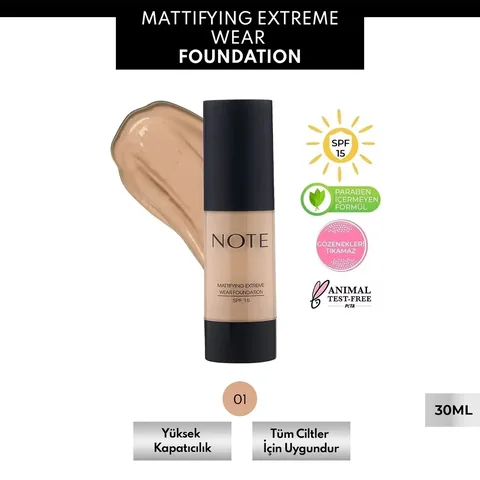Note Mattifying Extreme Wear Foundation SPF 15 - Beige 01