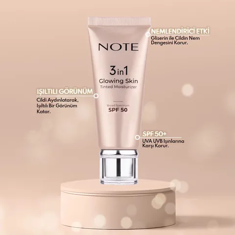 Note 3 in 1 glowing Skin Tinted Moisturizer 50 spf Luminous Brightening Cream