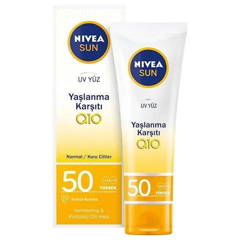Солнцезащитный крем для лица Nivea Sun Анти-эйдж и против пигментации Q10 SPF 50 50 мл