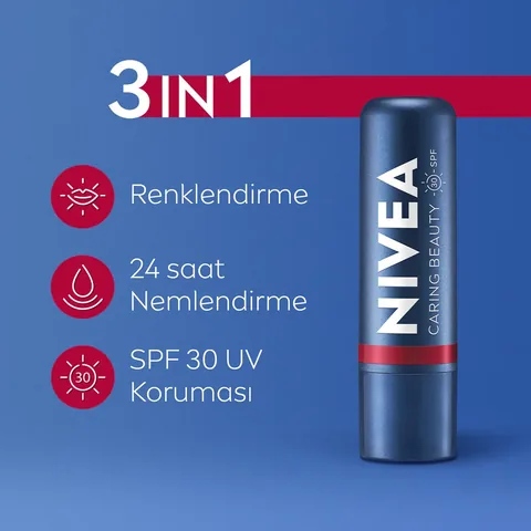 Nivea SPF30 Red Tinted Sunscreen Lip Balm 4.8 gr