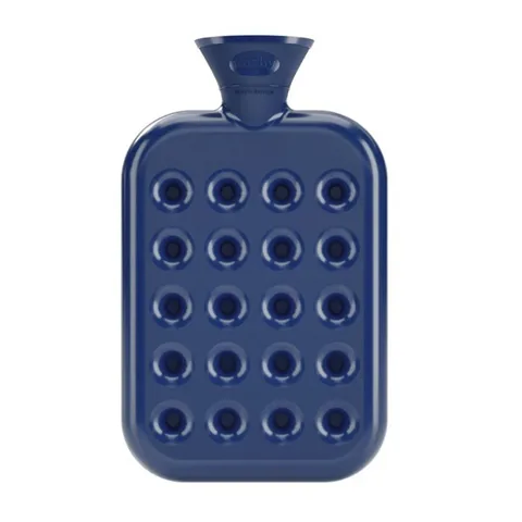 Fashy 1,2L Wärmflasche mit Wabenstruktur - Dunkelblau