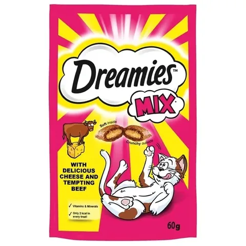 Лакомства для кошек Dreamies Микс говядина и сыр 60 г