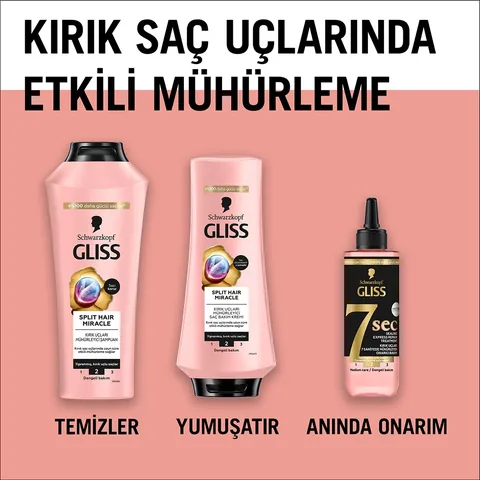 Gliss بلسم جليس المعجزة لإغلاق أطراف الشعر المتقصف مع مركب أيوني وزيت بذور العنب 360 مل