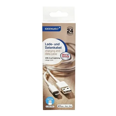 Ideenwelt 1,5M USB A auf Lightning Datenübertragungs- und Ladekabel