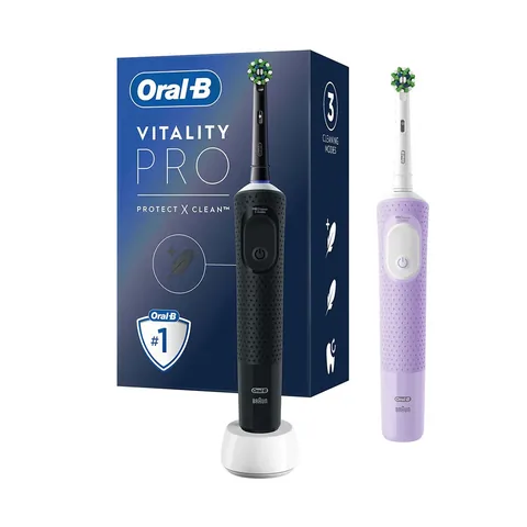 Oral-b Rechargeable/electric Toothbrush Vitality Pro 2-pack Black&amp;lilac Advantage Pack