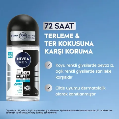 Nivea Men Invisible Black- White Fresh Roll On 50 ml