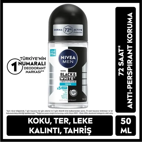 Nivea Men Invisible Black- White Fresh Roll On 50 ml
