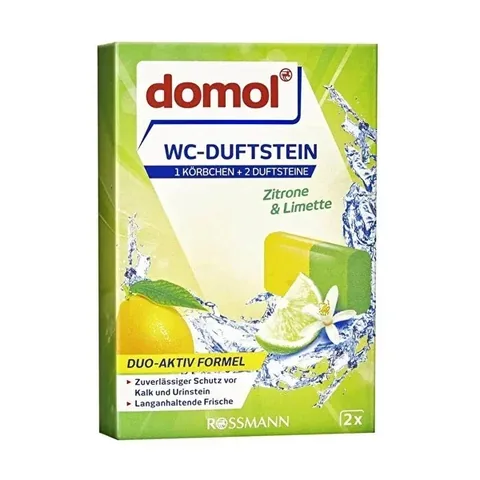 Domol WC Frisch Zitrone & Limette Toilettenblock Hänger 2 x 40g