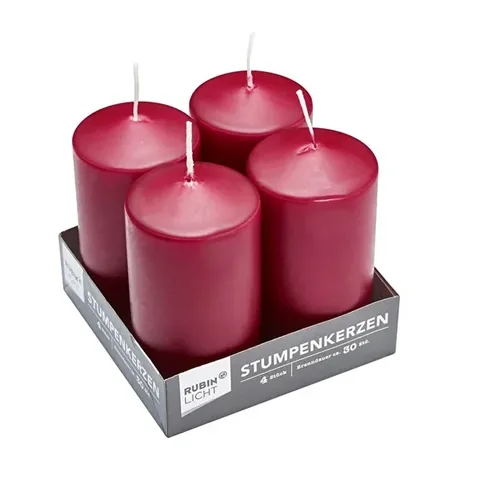 Rubin Licht Claret Rote Zylinderkerzen 4er Set