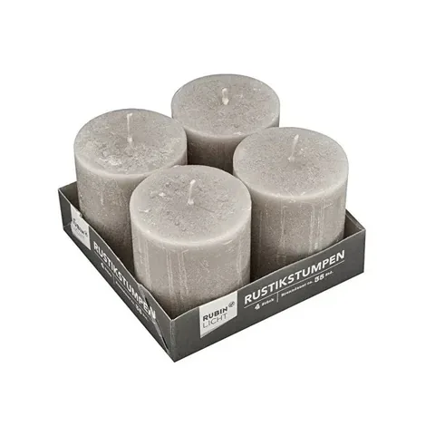 Rubin Licht Rustikales Taupe Kerzenzylinder Set, 4er-Pack