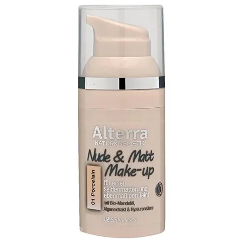 Alterra Mattierende Foundation No:01 Porzellan 30 ml - Seidig Mattes Finish