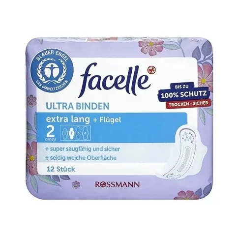 Facelle Ultra Extra Lange Flügelbinden 12 Stück