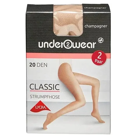 Champagner Lycra Strumpfhosen - 2 Paar, Größe 40-42 Medium