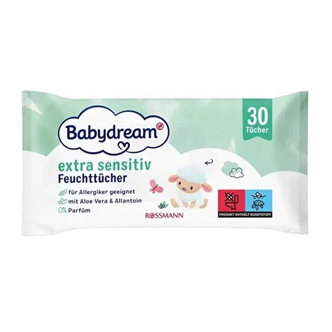 Babydream Baby Wet Wipes Very Sensitive Skin, Aloe Vera 30 pcs