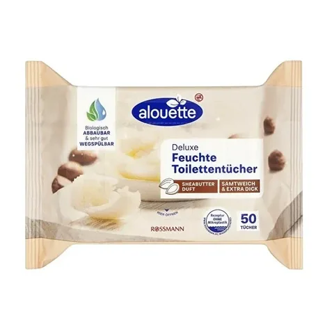 Alouette Biologisch abbaubare Feuchttücher mit Aloe & Allantoin - 50 Stück