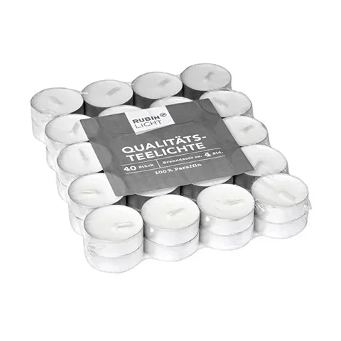 Rubin Licht 40er Pack geruchslose Paraffin Teelichter