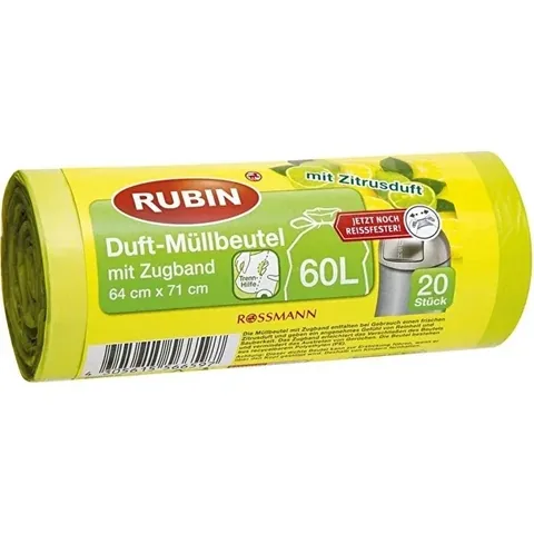 Rubin Zitronen Duftmüllsäcke mit Schnur - 60L