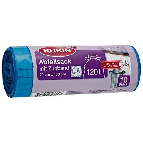 Rubin Müllsäcke 120L mit Zugband - 10er Pack, recycelbar