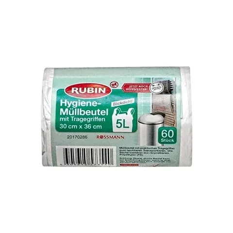 Rubin Müllsäcke 5L - 60 Stück, Zugband, recycelbar