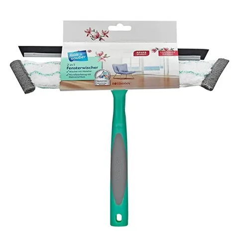 Flink & Sauber 2-in-1 Fensterwischer mit Mikrofasertuch