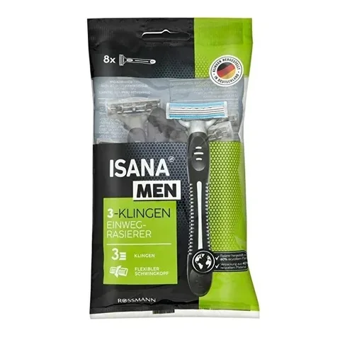 Isana شفرات حلاقة إيزانا للرجال 3 شفرات، 8 قطع
