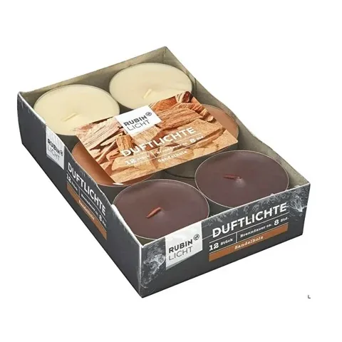 Rubin Licht Sandelholz Teelichter 12er Pack