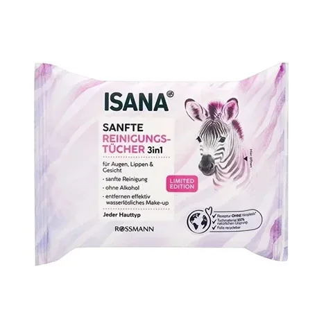 Isana Limited Edition 3-in-1 alkoholfreie Gesichtsreinigungstücher