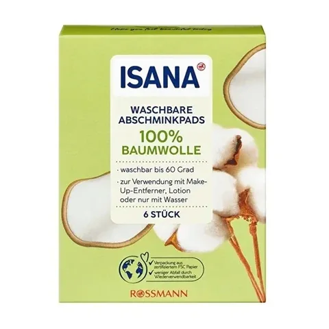 Isana أقراص قطنية قابلة للغسل من إيزانا عبوة من 6 قطع