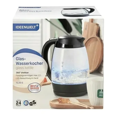 Ideenwelt Glaskessel 1,7L mit LED und verstecktem Heizelement