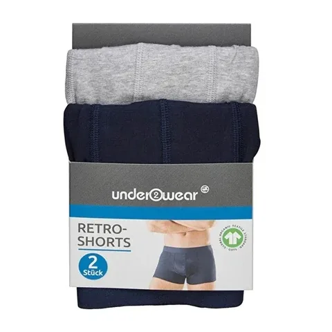 Herren Boxershorts 2er-Pack Marineblau & Grau - Weiche Baumwolle
