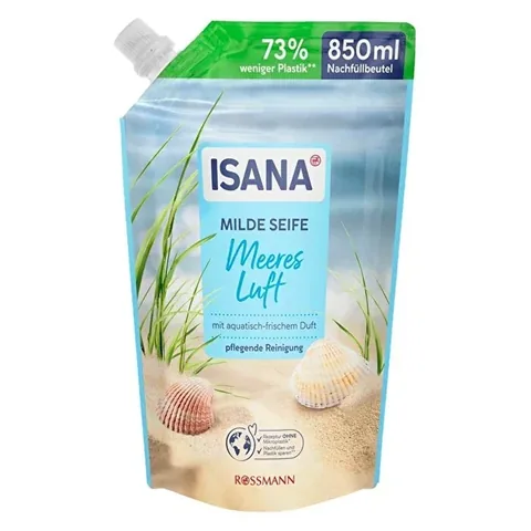 Isana عبوة إعادة تعبئة صابون سائل إيزانا برائحة نسيم البحر الخفيف 850 مل