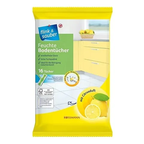 Flink & Sauber Citrusduft Feuchttücher für den Boden