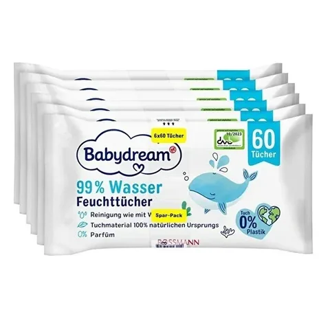 Babydream Wet Wipes 99 Percent Water 6x60