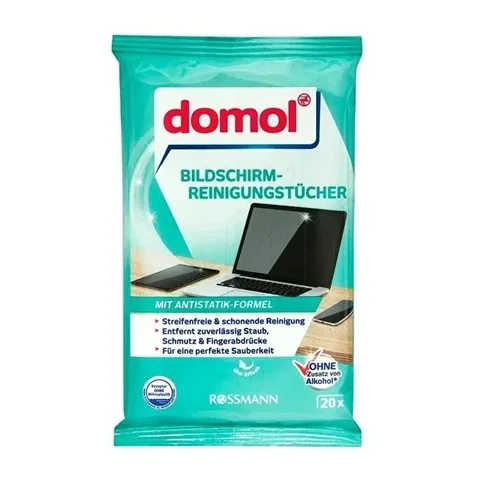 Domol alkoholfreie Bildschirmreinigungstücher 20er Pack