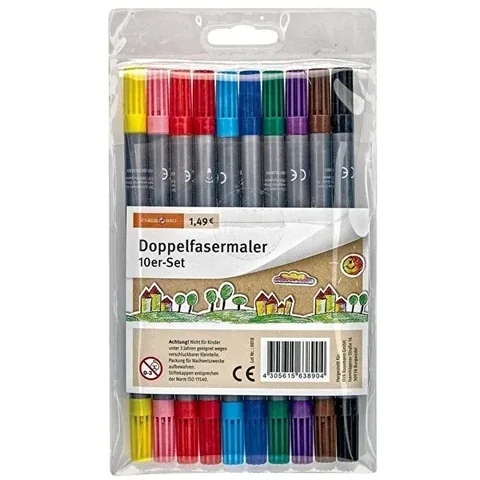 Schreibwelt Doppel-Seitige Farbfilzstifte - 10er Pack