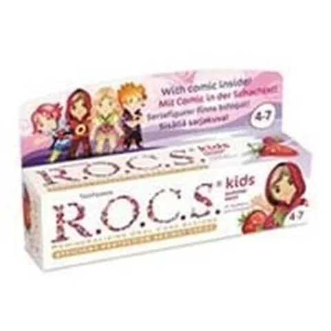Детская зубная паста Rocs для детей 4-7 лет с фруктовым вкусом (малина-клубника) 35 мл