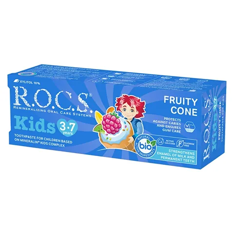 ROCS Kids 3-7 Years Fruity Children's Toothpaste (Fruit Cone) 35ml