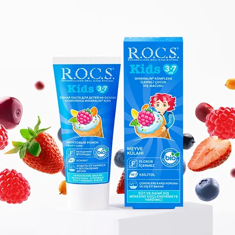 ROCS Kids 3-7 Years Fruity Children's Toothpaste (Fruit Cone) 35ml