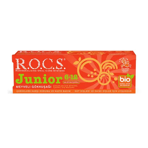 Rocs معجون أسنان روكس جونيور للأطفال من عمر 6 إلى 12 سنة (قوس قزح الفواكه) 60 مل