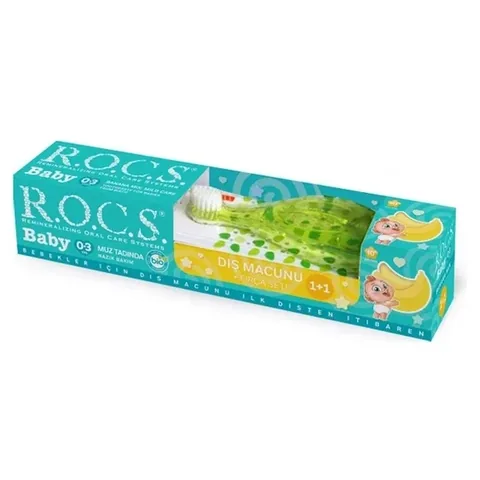 Детская зубная паста с банановым вкусом + набор щеток от Rocs