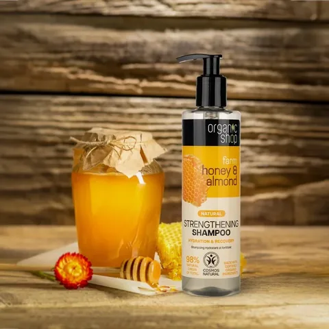 Organic Shop شامبو العسل واللوز لشعر صحي وقوي من اورجانيك شوب 280 مل