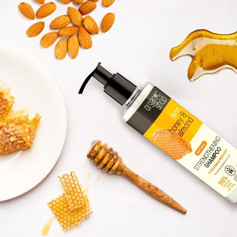 Organic Shop شامبو العسل واللوز لشعر صحي وقوي من اورجانيك شوب 280 مل