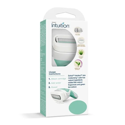Schick Intuition أداة موس الحلاقه والرغوه بالصبار وفيتامين اي من شيك انتيوشن 2 قطعة