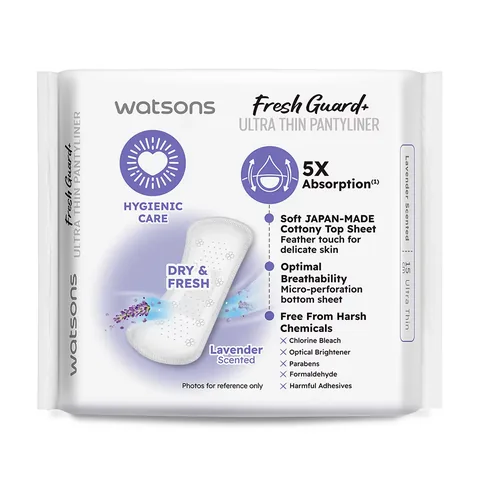 Watsons Fresh+ Ultra Thin Lavender Pantyliner 10-pack