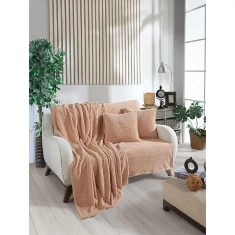 Чехол и плед для дивана Wondel бежевый поликоттон 140x140 см